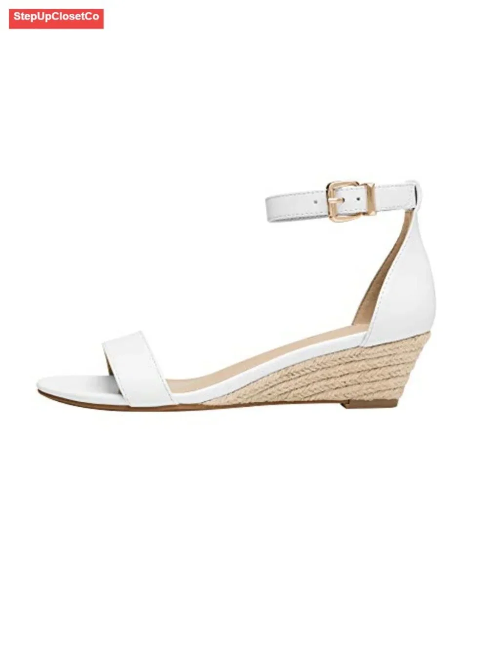 Ankle Strap Low Wedge Sandal with Cushioned Insole